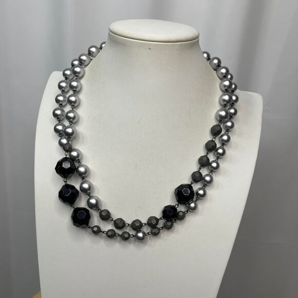 Furla Italy Italian beaded necklace gray and black beads long, wrappable jewelry - Picture 14 of 16
